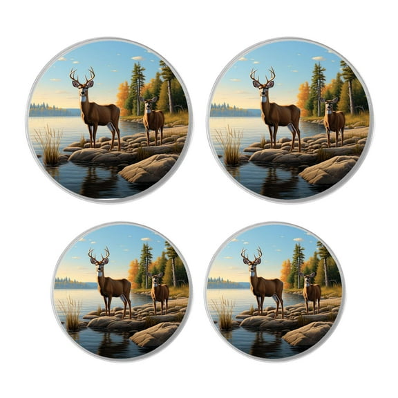 Metal Stove Burner Covers 4 Pcs Metal Round Stove Burner Covers 8Inch And 10Inch ,Deer Landscape Nature Scenery Forest colorful, for Home Decor Cooktop Decorative