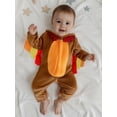 thumbnail image 4 of RUINIXCW Toddler Baby Girl Boy Thanksgiving Turkey Costume Kids Halloween Animal Costume Infant Baby Boy Girl Fall Winter Clothes Warm Flannel Romper Long Sleeve Hooded Zip Up Jumpsuit, 4 of 10