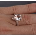thumbnail image 4 of 1.50 Carat Pear Cut Real Morganite And Diamond Moissanite Halo Bridal Set 925 Sterling Silver 18K Rose Gold Plating, Gift For Her, Promise Ring, Anniversary Ring, 4 of 4