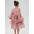 thumbnail image 4 of 2Bunnies Girls' 2T-10yr Organza Long Sleeve Tiered Babydoll Skater Princess Flower Girl Dress, 4 of 7