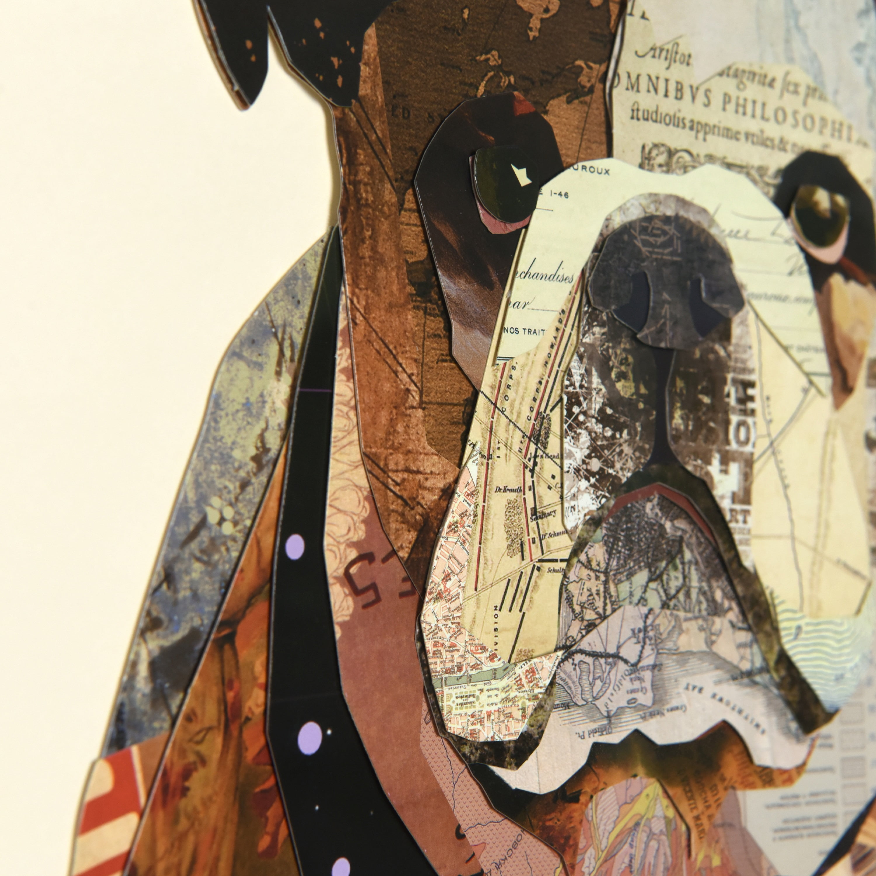 Empire Art 'Men's Best Bully' Hand Made Signed Art Collage by EAD Artists Co-op under Tempered Glass in Black Frame