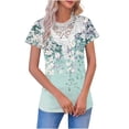 thumbnail image 2 of Otvok Women Fashion Summer Regular Women Short Sleeves V Neck Button Top, 2 of 6