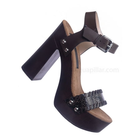 Alda01 by Bamboo, Retro Wooden Block Heel Sandal - Lightweight Boho 70s Sculpted Platform