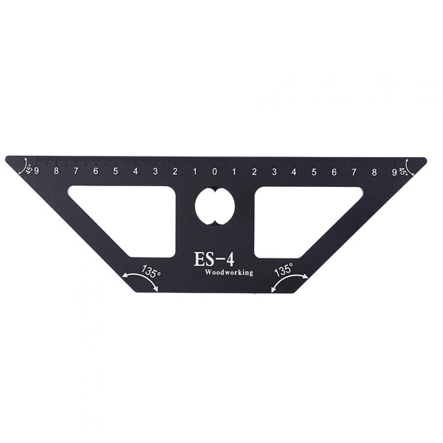 ES-4 Regla para carpintería Herramienta de medición de carpintero de aleación de aluminio de 45 grados Negro