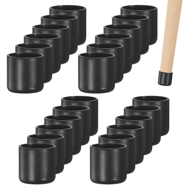 Uxcell 24 Paquete de Tapas para Patas de Silla de 3/4 pulgadas Protectores de Piso de Cloruro de Polivinilo Cubierta Redonda Puntas Negras