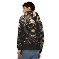 thumbnail image 4 of Goofa Gold Rose Skull Pattern Mens Full-zip Hoodie, Zip-up Pullover Hooded Sweatshirt, Kangaroo Pocket Hoodie Ideal for Daily Wear, Travel, and Home-, 4 of 5
