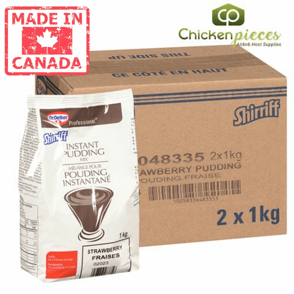 Shirriff Pudding Strawberry Powder Instant 1Kg/2.20Lbs (2/Case) -Canadian Made