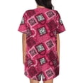 thumbnail image 3 of Naloa Geometry Women's Short-Sleeved Pajama Set, Loungewear, Summer pajamas, Breathable Cozy - Medium, 3 of 9