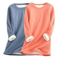 thumbnail image 2 of Feancey Women's Plus Size Sweatshirts 2 Pack Casual Fleece Lined Crewneck Pullover Comfy Plush Thermal Loungewear Pajamas Winter Clothes Blue XL, 2 of 5