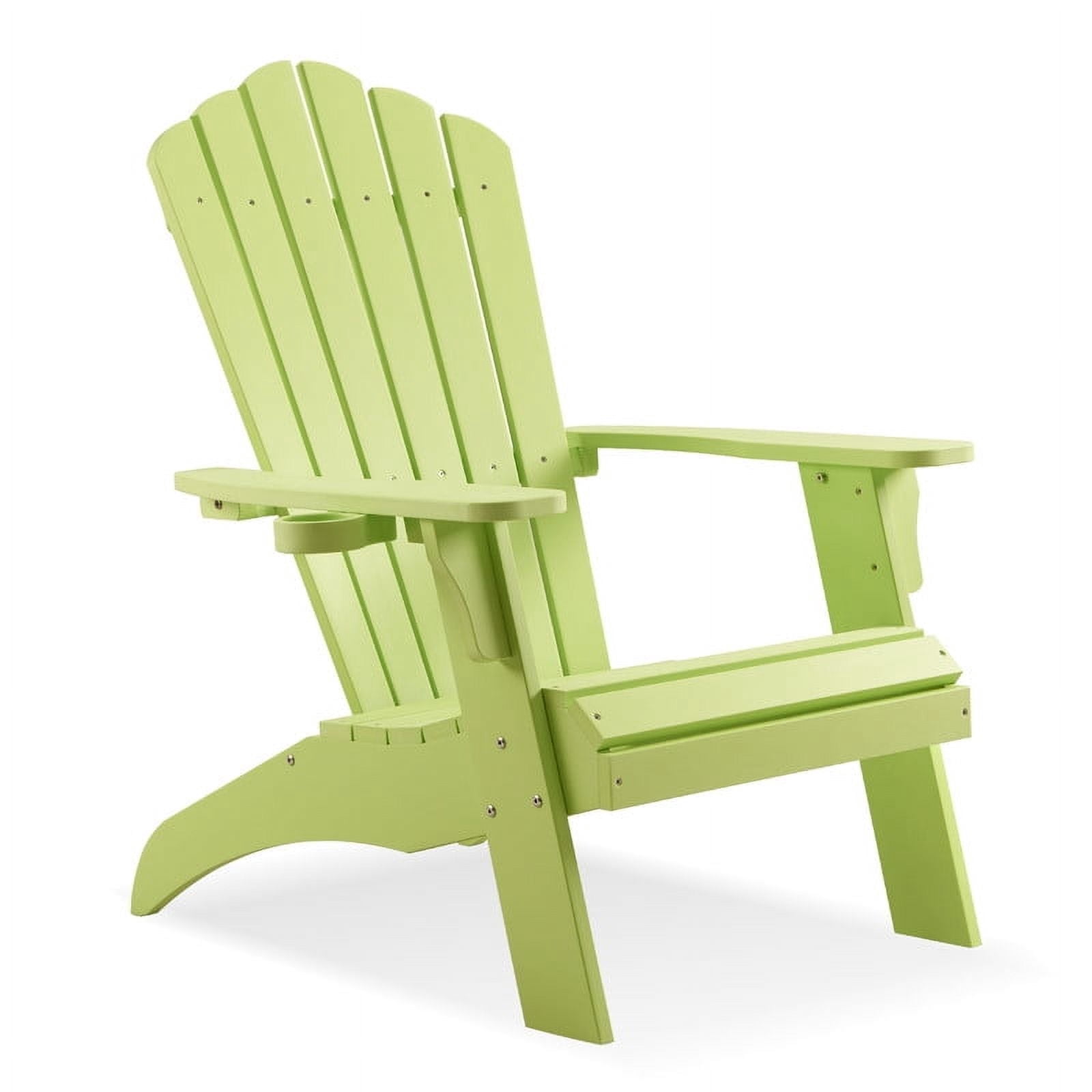 Adirondack Chair, Oversized Poly Lumber Fire Pit Chair with Cup Holder, 350Lbs Support Patio Chairs for Garden, Weather Resistant Outdoors Seating, Relaxing Gift for Father & Mother (Green)