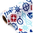 thumbnail image 3 of Nautical Anchors Wrapping Paper Roll - 17 Inch x 33 Feet - Nautical Element Anchor Design Perfect for Birthday, Nautical Beach Decoration, Baby Shower, 3 of 13