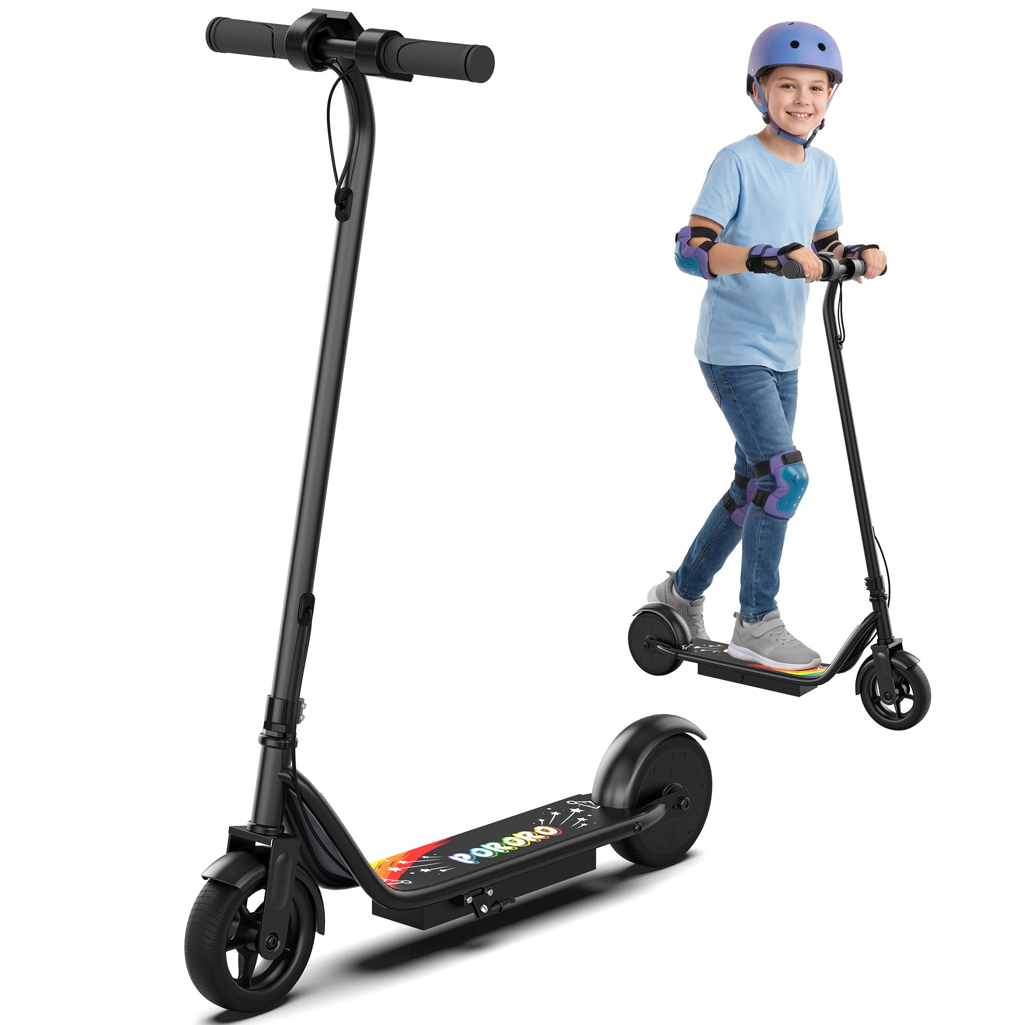 PORORO HC01 Electric Scooter for Kids, 250W Kids Electric Scooter Max Speed 9 MPH & 10-15 Miles, Gift for Kid Ages 8 +, Black