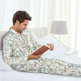 thumbnail image 6 of Fotbe Aerial Flora Pattern Long Sleeve Pajama Set for Men,Sleepwear Set,2-piece Loungewear Set,Soft PJs Comfy Nightwear with Pockets-Large, 6 of 7