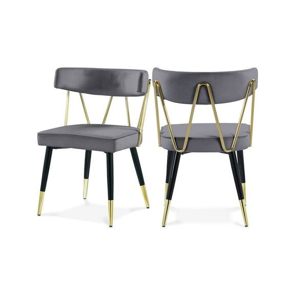 Meridian Furniture Rheingold Grey Velvet Dining Chair (Set of 2)