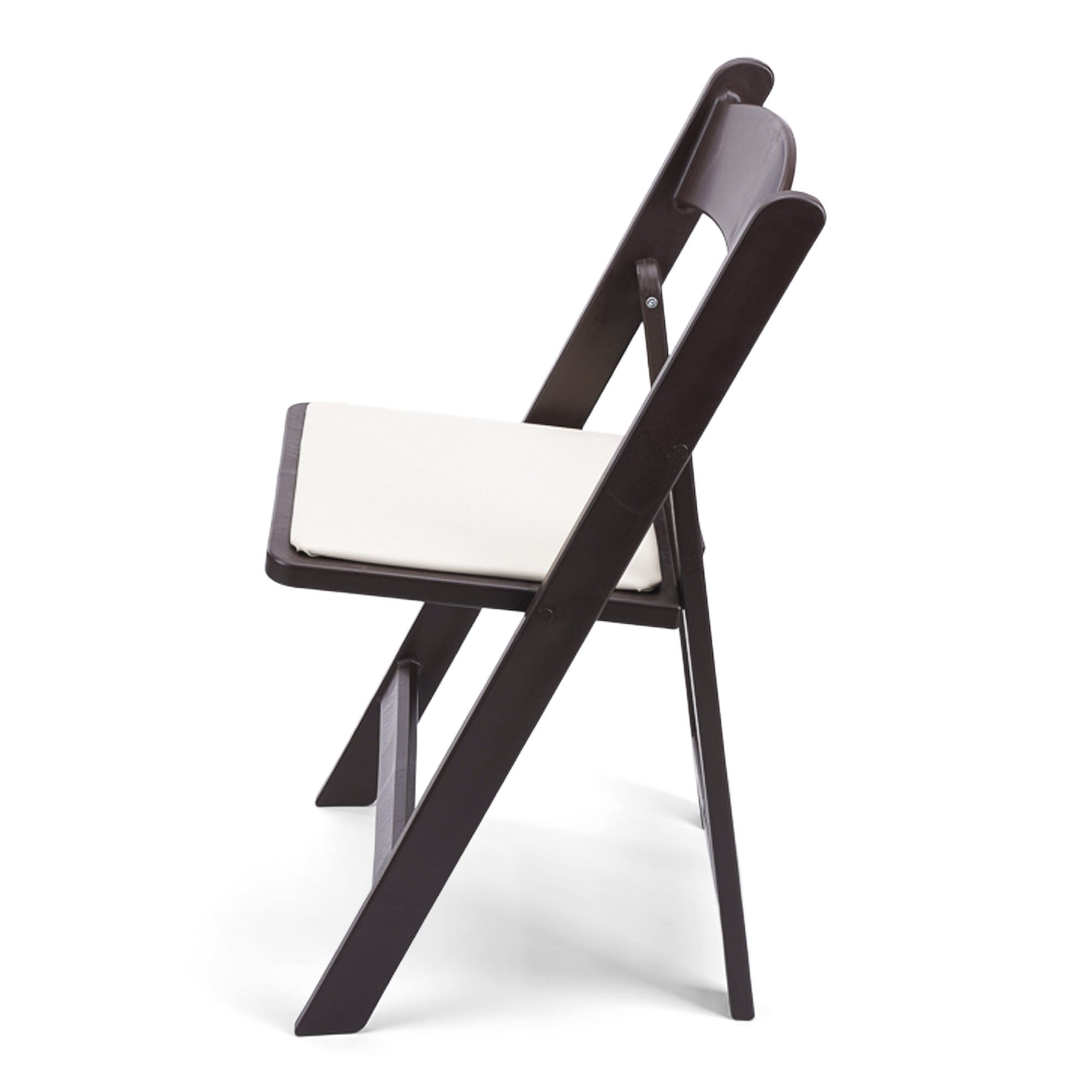 TitanPRO Dark Brown Resin Folding Chair with Ivory Pad - 4 Pack