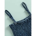 thumbnail image 5 of Baby Girls Casual Summer Dress Solid Color Off-the-shoulder Spaghetti Strap Denim Dress, 5 of 8