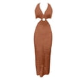 thumbnail image 7 of Womens Crochet Beach Cover Up Dress V-Neck Sleeveless Long Knit Halter Backless Bikini Wrap with Cut-Out, Summer Swimwear Cover Ups, 7 of 7