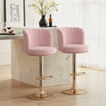 thumbnail image 3 of Farini 2-Pack Swivel Bar Stools, Adjustable Upholstered Counter Height Stools with Backrest & Metal Base for Kitchen Island, Dining Room, Pink, 3 of 7