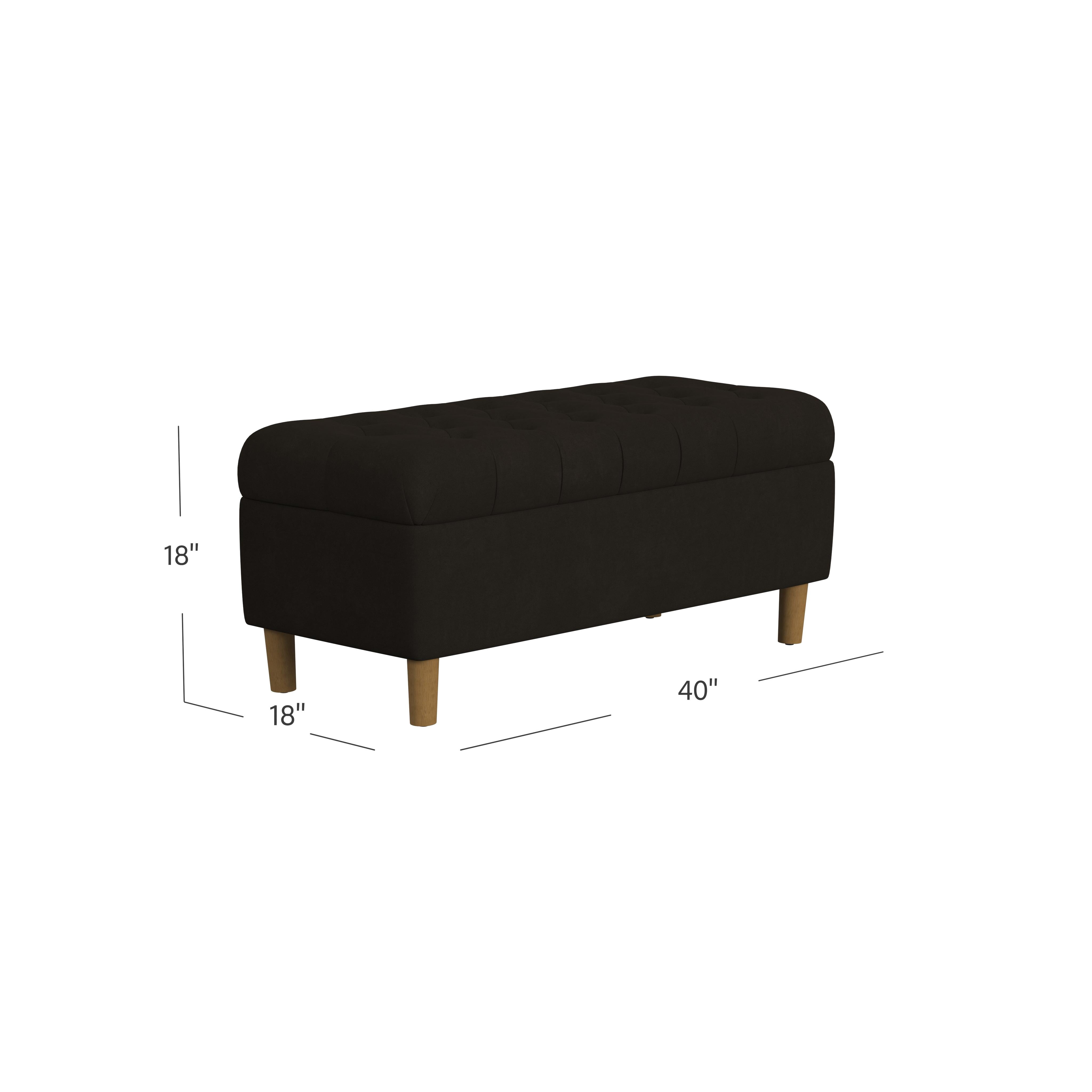 HomePop Button Tufted Storage Bench, 40"W x 18"D x 18"H, Chocolate Brown Velvet