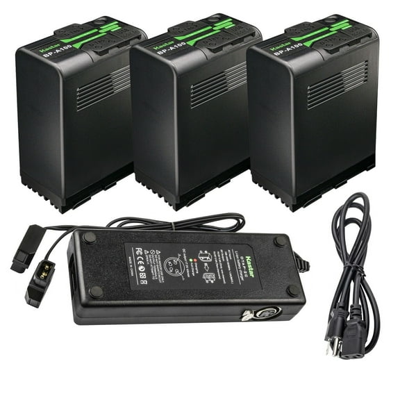 Kastar BP-A100 Battery 3 Pack and Dual D-Tap Charger for Canon C500 EF mount 4K Cinema Camera, EOS C500 PL 4K Cinema PL C 500 Camcorder, EOS C500 Mark II 6K Full-Frame Camera