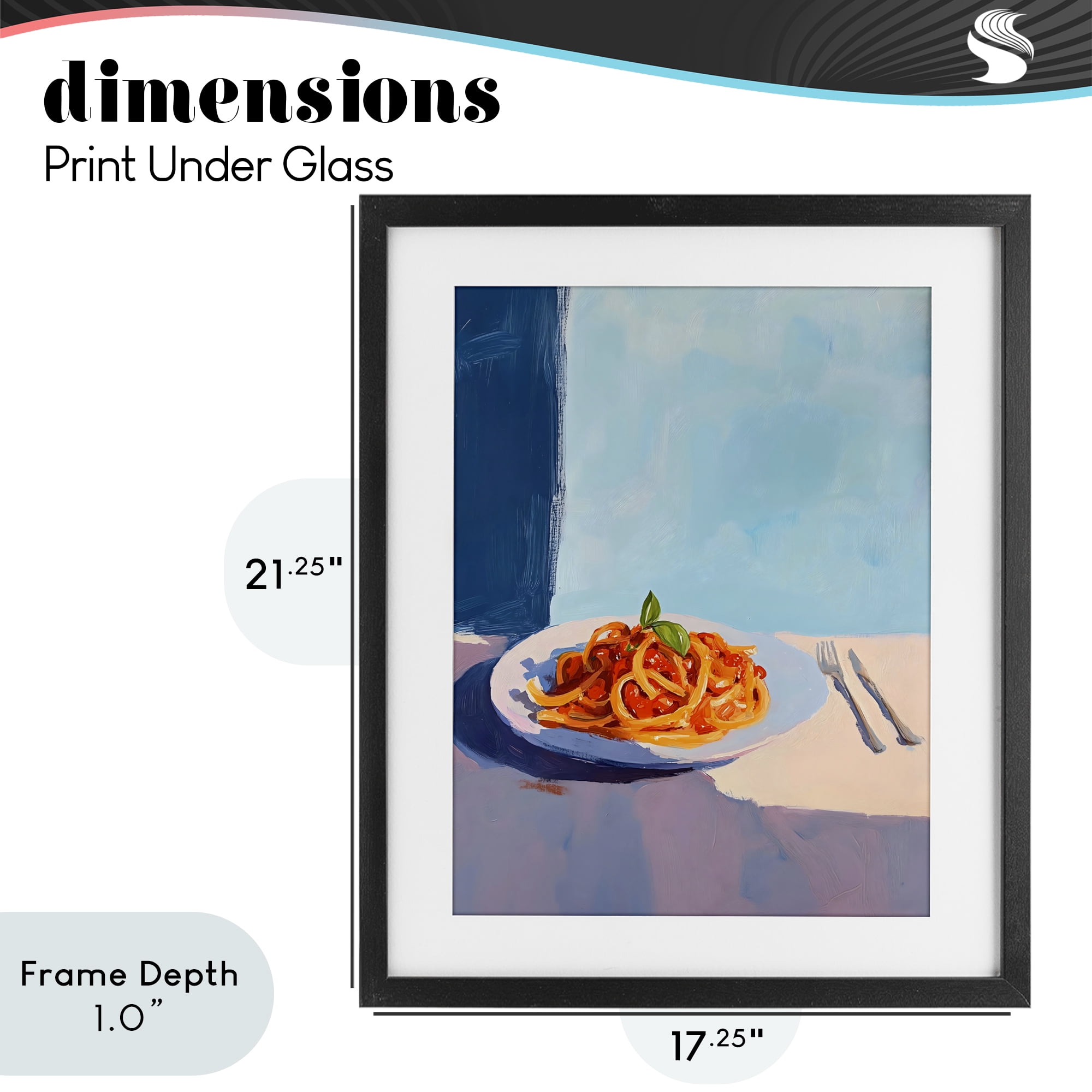 Stupell Industries Italian Spaghetti on Plate Black Framed Print Under Glass, design by The Prints Vibe