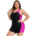 thumbnail image 4 of Aislor Maillot de Bain une Pièce Sans Manches pour Femmes Grande Taille Combinaison de Bain Rose Rouge TTG, 4 of 6