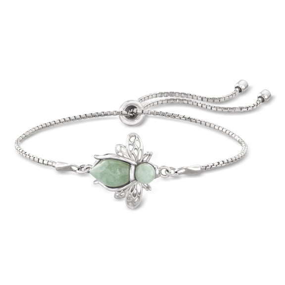 Ross-Simons Jade Bumblebee Bolo Bracelet in Sterling Silver, Women's, Adult