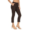 thumbnail image 5 of HDE Pull On Capri Pants For Women with Pockets Elastic Waist Cropped Pants Dark Brown - M, 5 of 7