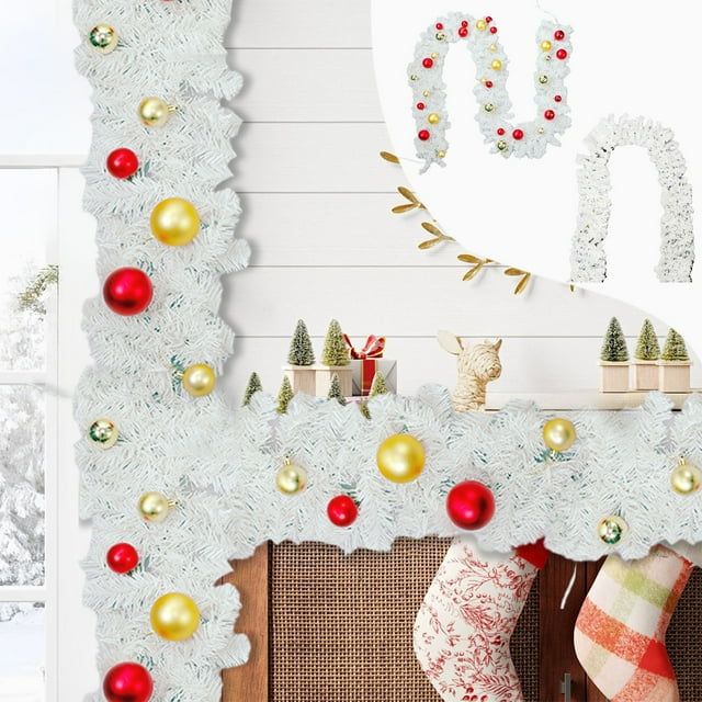 Xihbxyly Decoración Navideña de Ratán, Bolas Brillantes Galvanizadas, Diseño Flexible, Versátil para Colgar, Ideal para Sala de Estar, Ventana, Pared o Puerta, 270 Cm de Largo, Juego de 1 Pieza.