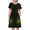 thumbnail image 1 of Disketp Mandala With Marijuana Leaf para Vestido de Manga Corta para Mujeres, Vestidos de Verano para Mujeres, Casual y Holgado para la Playa, 1 of 6