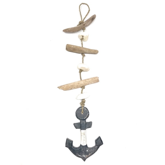 Driftwood Garland w/ Anchor 20" Blue - Rustic Cottage Accents | #lis3101150b