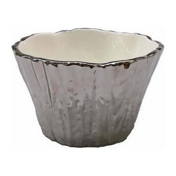 Leeber Limited Botanic Collection Titanium Porcelain Tree Bark Bowl 5" Silver