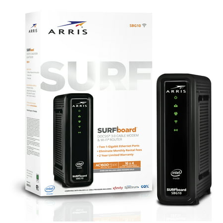 ARRIS SURFboard 16x4 Cable Modem / AC1600 Dual-Band WiFi Router. Approved for XFINITY Comcast, Cox, Charter and most other Cable Internet providers for plans up to 300