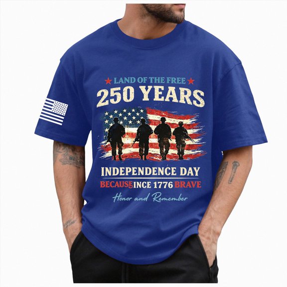 Leey-World Mens 250th Anniversary Shirts American Flag Shirts for Men: 4th of July T Shirt 1776-2026 USA Patriotic Tee Tops(Blue,2XL)