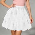 thumbnail image 3 of Tulle Skirts for Women Elastic Waist Ruffled Mesh Puffy Ballet Tutu Skirts 50s Carnival Party Mini Skirt, 3 of 5