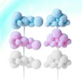 Mutmorningal 6 Pcs Handmade Yarn Ball Cloud Birthday Cake Toppers Party