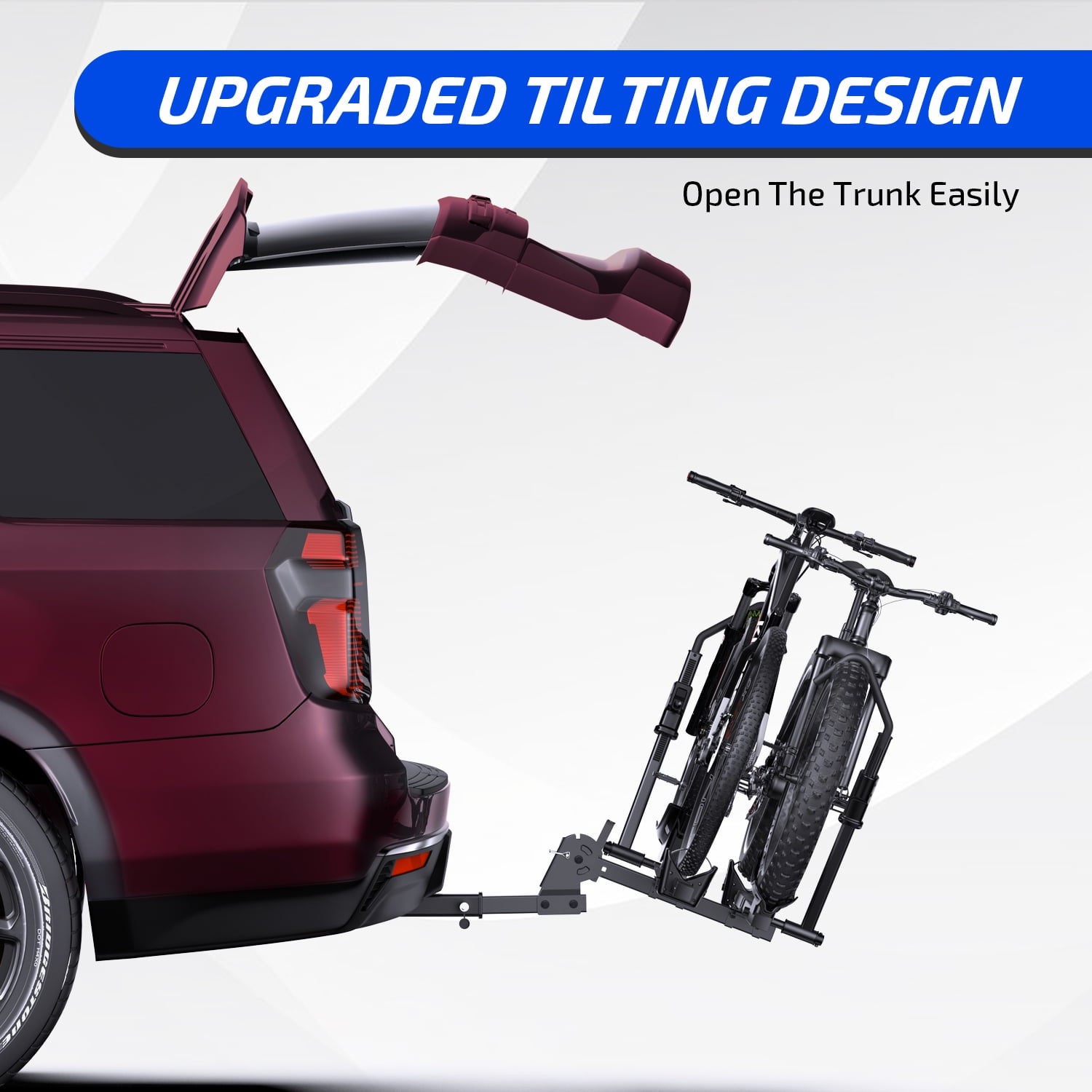 Ozark Trail Premium Platform Steel Bike Rack with 132lbs Load Capacity, 2'' Hitch Receiver E-Bike Compatible
