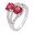 Red, variant on Silver Plated Halo Cubic Zirconia Double Gem Created Ruby Sapphire Wedding Promise Ring