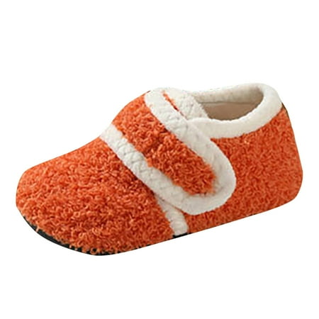 

Cute Fuzzy Slippers For Women House Warm Anti- Fpir Season Cloth Cotton Solid Colorful Indoor Bedroom Slipper Fall Winter Home Comfort Fashionable Shoes Orange