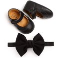 thumbnail image 3 of 2pcs/Set Newborn Baby Girl Princess Mary Jane Shoes Toddler Infant Wedding Dress Flat Shoes with Free Headband, 3 of 4