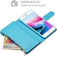 thumbnail image 4 of Wallet Case for iPhone 7 Plus iPhone 8 Plus, Premium Vintage PU Leather Magnetic Closure Geometric Handbag Zipper Pocket Case Kickstand Card Holder Slots Shockproof Flip Case - Marble Blue, 4 of 16