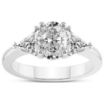 2 Carat IGI Certified Oval Shape Lab Grown Diamond Engagement Ring | 14K White Gold |Caroline Three Stone Side Trillion Diamond Ring | FG-VS1-VS2 Quality Friendly Diamonds