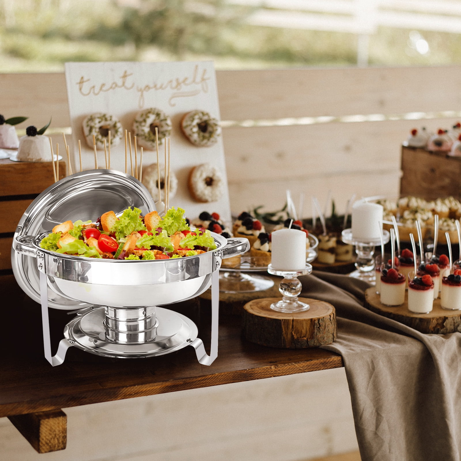 IMACONE 4er Set Chafing Dish Buffetwärmer Aus Edelstahl – 8QT, Inkl. Deckel Und Brennstoffhalter
