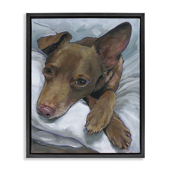 Stupell Industries Contemporary Resting Dog Portrait Black Floating Frame Canvas Art, 17 x 21, by Nadi Spencer
