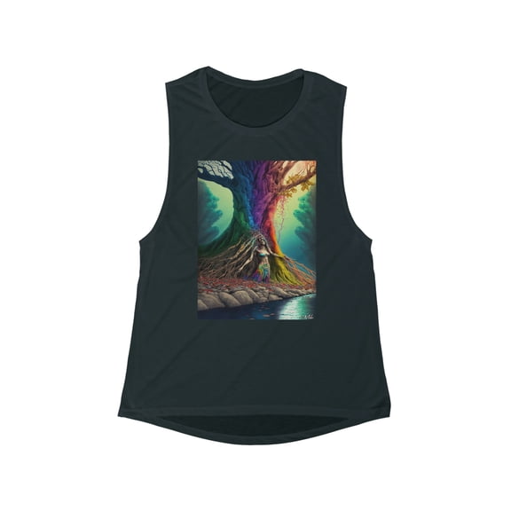 Tree and Women Art - Women's Flowy Scoop Muscle Tank- A.Melo Originals