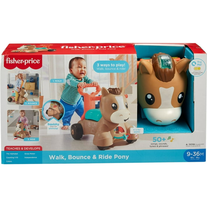 Fisher-Price Walk, Bounce and Ride Pony - Brown - Walmart.com