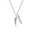 thumbnail image 2 of Delight Jewelry Silvertone Large Hot Pink Crystal Lightning Bolt Silvertone Balance Bar Charm Necklace, 23", 2 of 4