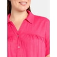 thumbnail image 5 of Terra & Sky Women's Plus Size Camp Shirt with Short Sleeves, Sizes, 0X-4X, 5 of 5