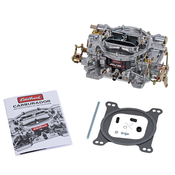 Edelbrock Carburetor 1915 AVS2; 4-Barrel; 650 Cubic Feet Per Minute CFM; Square-Flange; Manual Choke; Annular Flow Primary Boosters; Gasoline; Satin