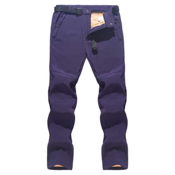 Naiovety Pantalón de invierno de poliéster Elegante Unisex Senderismo Viajar Montañismo Térmico Impermeable Pantalones a prueba de viento Escalada Violeta XXL